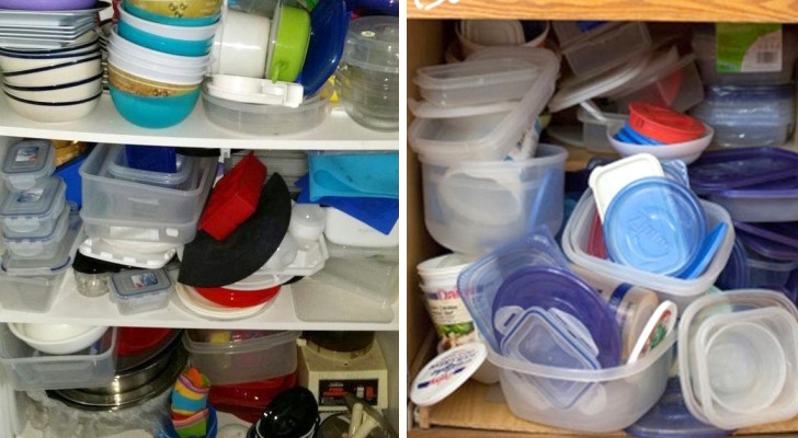 Hier sind geniale Tricks, mit denen ihr euren Schrank mit den Plastikbehältern ordentlich haltet