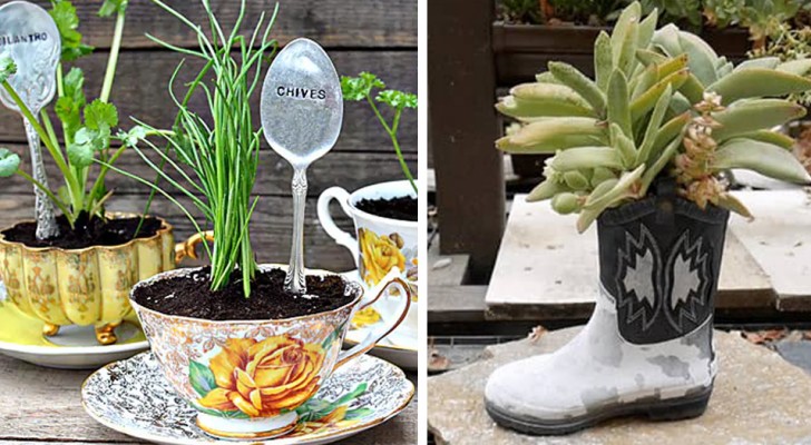 16 oggetti riciclati che renderanno unico il tuo giardino o balcone