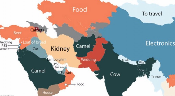 Deze kaart laat van elk land ter wereld zien naar welk product er het meest wordt gezocht met Google