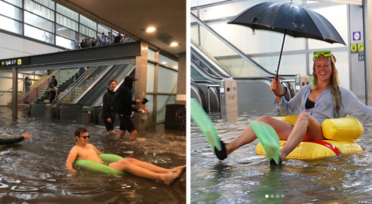 Le piogge allagano una stazione svedese: ma è stata la reazione dei pendolari a fare notizia