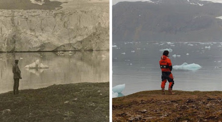 Un photographe recrée quelques clichés du cercle polaire arctique d'il y a 100 ans : la comparaison est alarmante.