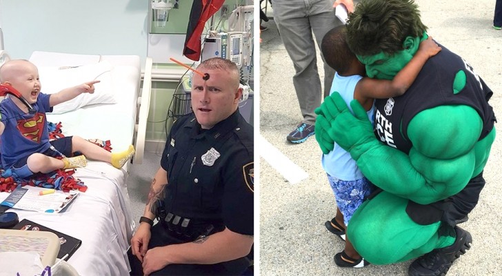 Under sin fritid klär den här polisen sig som en superhjälte för att få sjuka barn att le