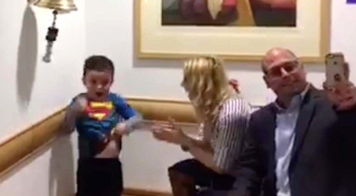 A child celebrates the end of his last cycle of chemotherapy and his joy will touch you in the depths of your heart