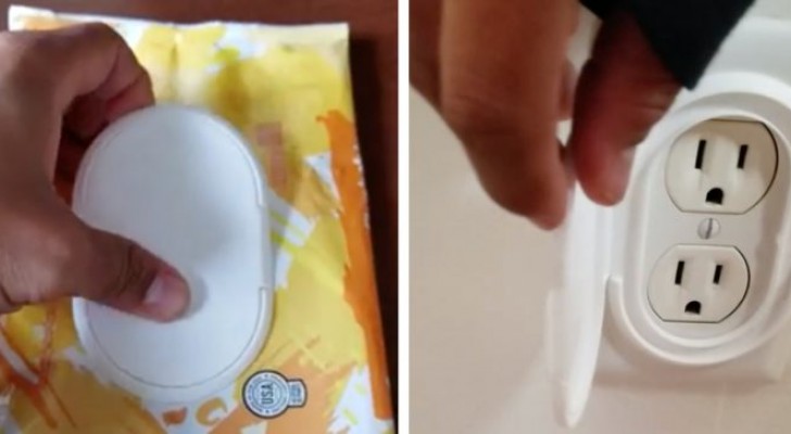A mother turns an adhesive top from a baby wipe package into a safety accessory and her advice goes viral ...