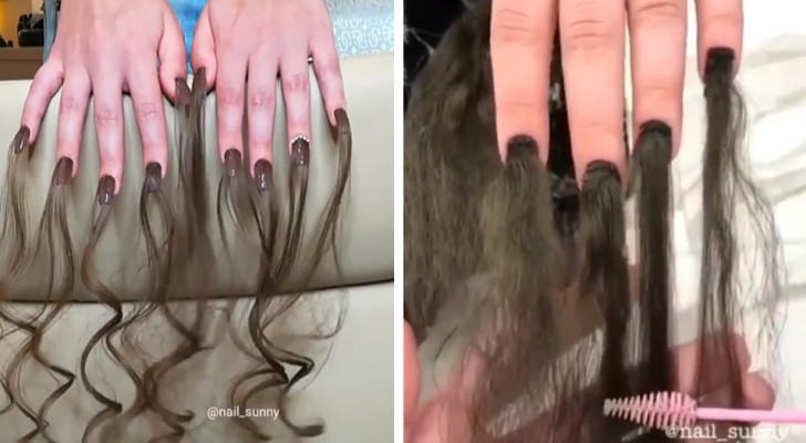 In Russia, a beauty salon launches a new fashion --- nails with hair extensions!