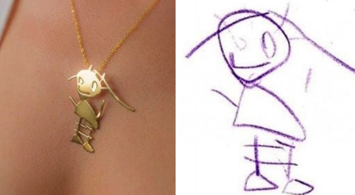 A company transforms children's drawings into magnificent pendants that can be kept forever