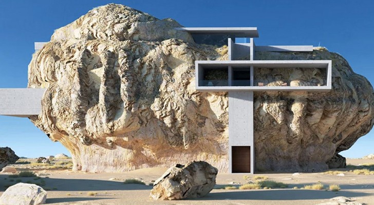 Het "huis in de rots": een spectaculair project dat op een bewonderenswaardige manier het oude en het moderne combineert
