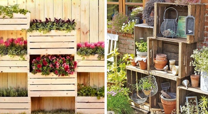 Come trasformare le cassette di legno in stupende decorazioni per il giardino: 19 idee per ispirarsi
