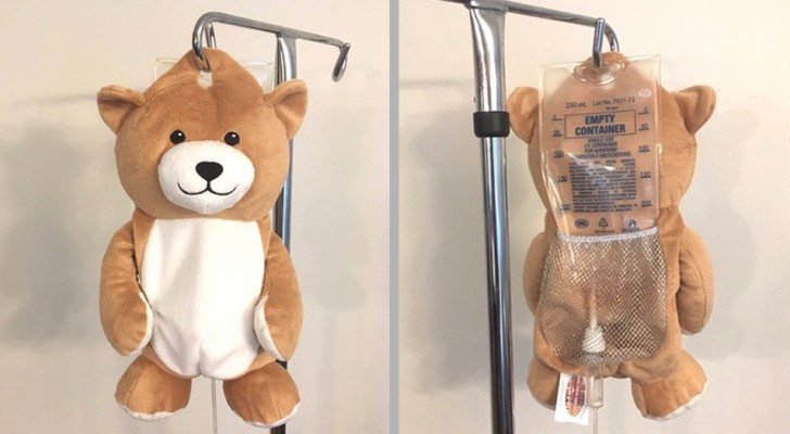 En 12-årig flicka uppfinner en nallebjörn som döljer droppet på sjukhus för att lugna de små patienterna