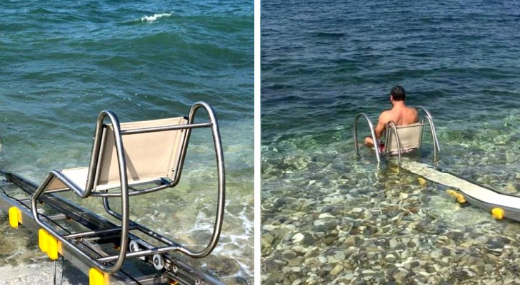 A Bari la prima passerella che permette ai disabili di fare il bagno in mare in totale autonomia
