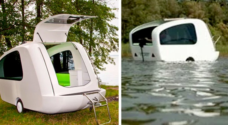 Hier kommt der "amphibische" Wohnwagen, der es Ihnen ermöglicht, Ihren Urlaub auf der Straße und.... im Wasser zu genießen!