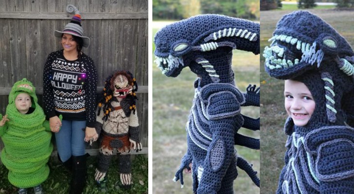 Questa mamma crea dei fantastici costumi di Halloween all'uncinetto per i suoi figli
