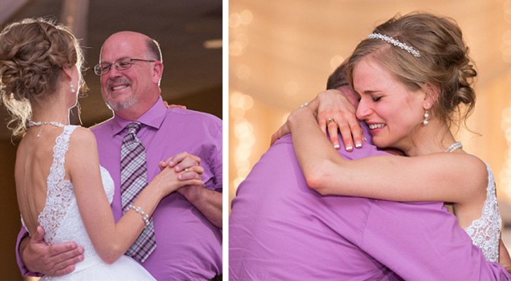 The bride dances at her wedding with the donor who 10 years earlier had saved her from leukemia