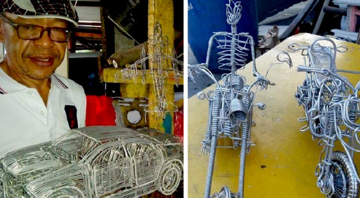 Questo artista filippino trasforma fili di alluminio in miniature di motociclette ed automobili