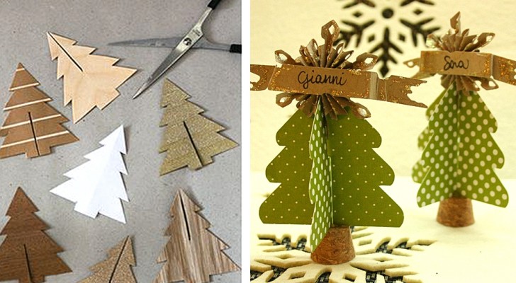 24 idee per creare mini alberi di Natale da usare come segnaposto o come decorazioni