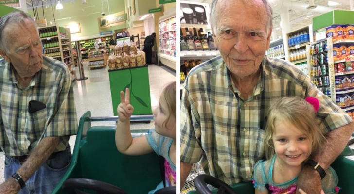 They first met at the supermarket and now this elderly man and a little girl are best friends