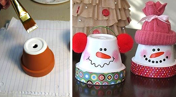 Come trasformare i vasi di terracotta in deliziosi pupazzi di neve, perfetti per le festività natalizie