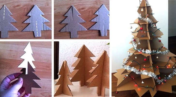 14 idee semplici ed economiche per realizzare un bellissimo albero di Natale con il cartone