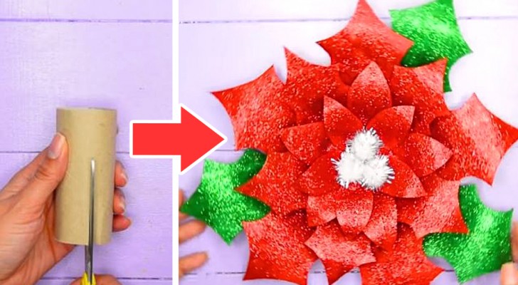 Il tutorial passo dopo passo per creare splendide stelle di Natale con i rotoli di carta igienica