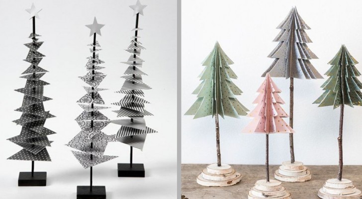11 idee per realizzare dei semplici ed eleganti alberi di Natale utilizzando la carta