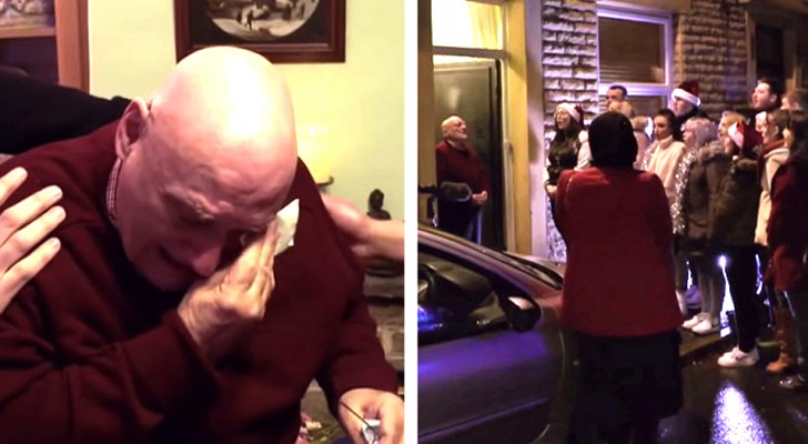 Dopo aver trascorso il Natale da solo per 20 anni, quest'uomo ha ricevuto a casa un albero e un coro