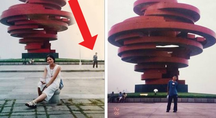 A man discovers that he is present in a photo taken of his wife, eleven years before he met her