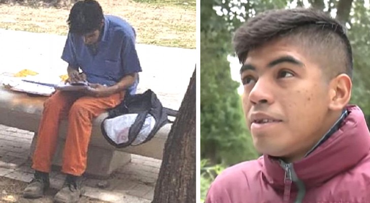 Questo ragazzo fa due lavori e studia ogni giorno al parco per poter mantenere i suoi figlioletti