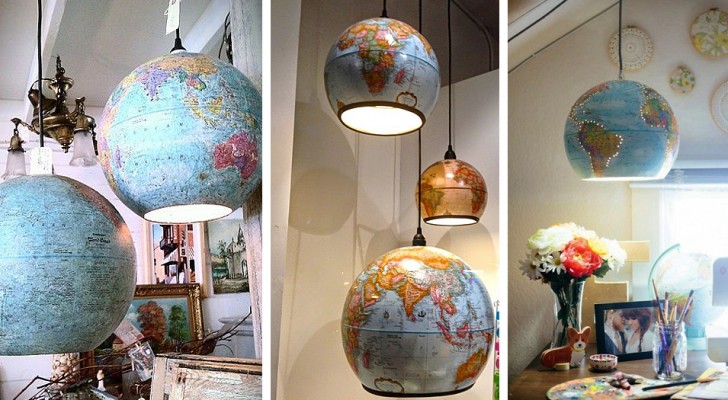 Trasformare vecchi mappamondi in bellissimi lampadari: l'idea originale per arredare in modo creativo