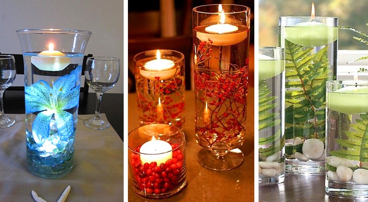 16 soluzioni ingegnose per decorare con le candele galleggianti e creare  composizioni con fiori e acqua 