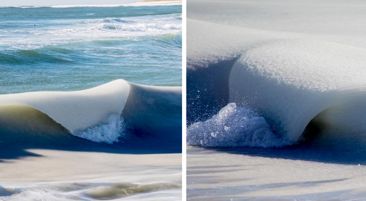 Questo surfista ha catturato lo strano fenomeno delle onde in movimento che si ghiacciano a -11 gradi