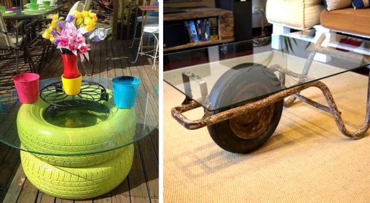 14 soluzioni ingegnose per realizzare stravaganti tavolini da salotto riciclando di tutto