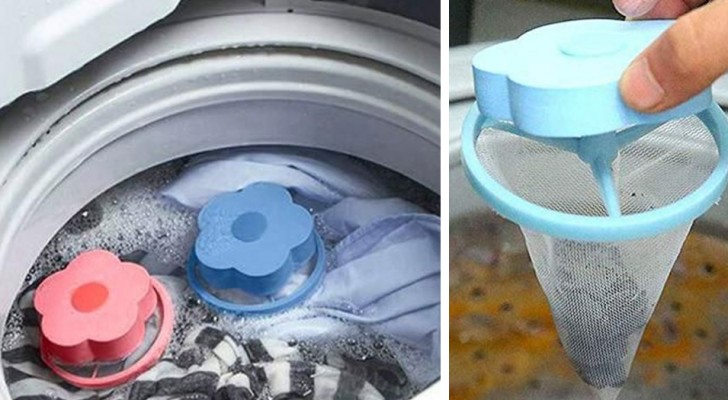 Una volta messi in lavatrice, questi fiorellini di plastica catturano i peli degli animali rimasti sui vestiti
