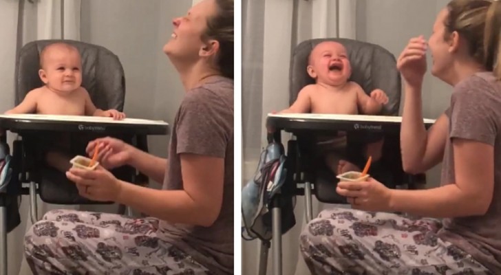 Deze baby schatert het uit als hij zijn moeder ziet niezen