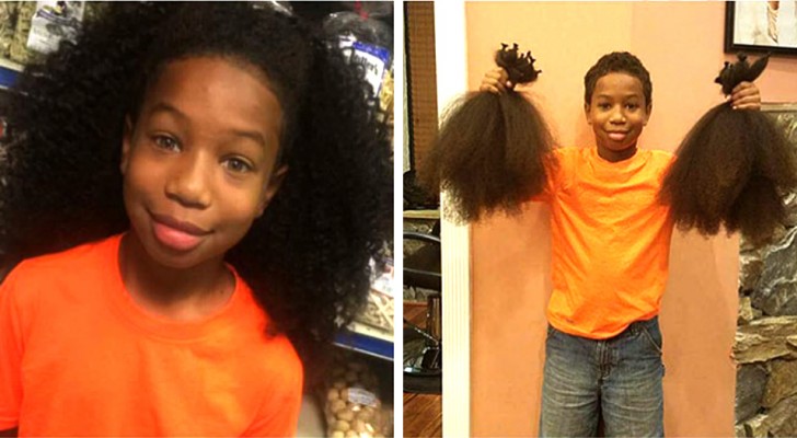 This young boy grew out his hair for two years in order to donate it to sick children suffering from cancer 