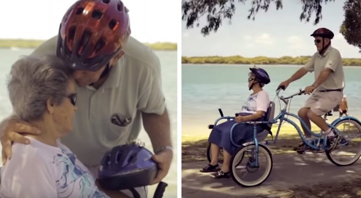 An ingenious husband invents a special bicycle so that he can ride with his wife who has Alzheimer's
