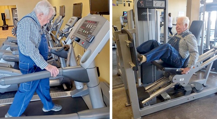 A 91-year-old man joins the gym: months later the management rewards him for his tenacity and willpower