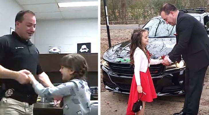 Questo poliziotto ha portato al ballo padre-figlia una bimba di 8 anni che aveva perso il papà