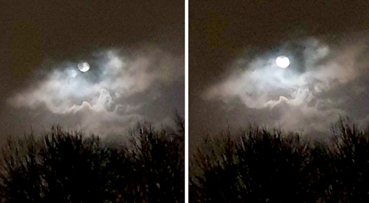 "L'œil de la tempête" : une femme saisit le moment où la Lune réapparaît entre les nuages après une averse