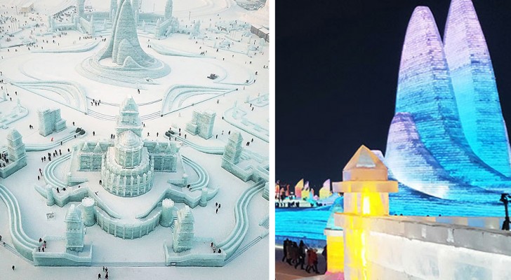 Il festival di sculture di ghiaccio più grande al mondo è un luogo dall'atmosfera incantata