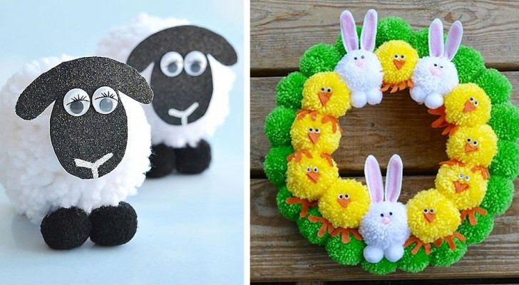 9 trovate semplici e deliziose per creare lavoretti di Pasqua con i pon-pon di lana