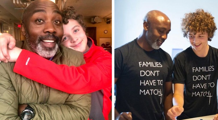 A single dad adopts an 11-year-old boy, showing that family is not a question of the color of their skin