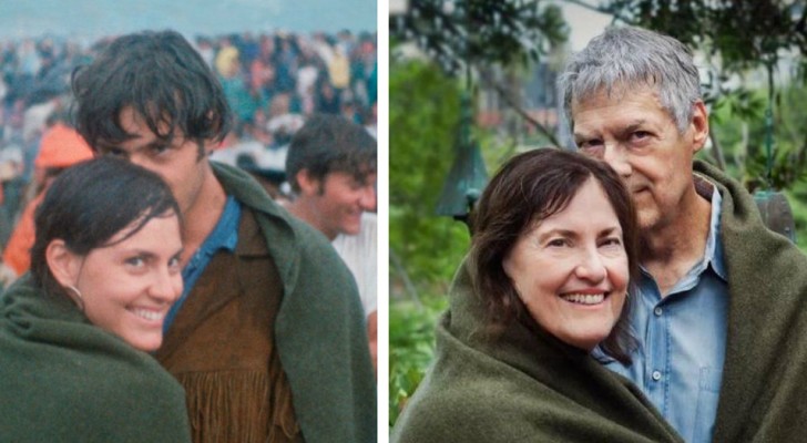 Le mari et la femme retrouvent leur première photo ensemble et recréent le même cliché 50 ans plus tard