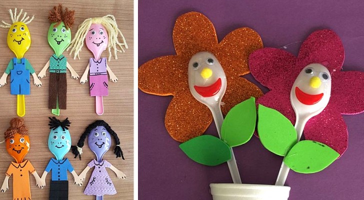 15 semplici progetti creativi per riciclare posate di plastica, ideali per divertirsi con i bambini