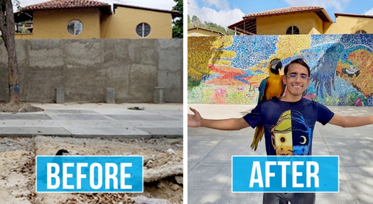 Un ragazzo di 23 anni ha realizzato il murales più grande del suo tipo in Venezuela usando 200.000 tappi di plastica