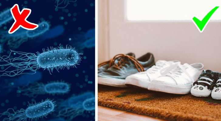 Un grand nombre de bactéries se nichent sur les semelles des chaussures, c'est pourquoi certains chercheurs recommandent de les enlever à la maison