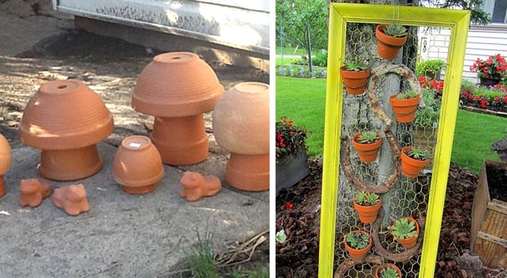 12 trovate creative per riutilizzare i vasi di terracotta e decorare il giardino in modo unico