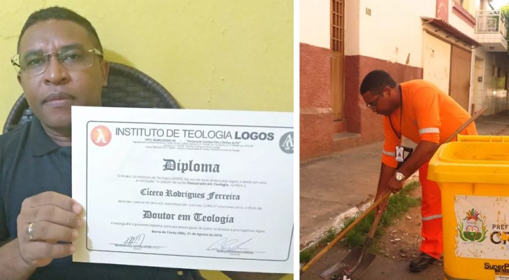 He collected many books during his street sweeper career: now he has a degree in theology and speaks 3 languages