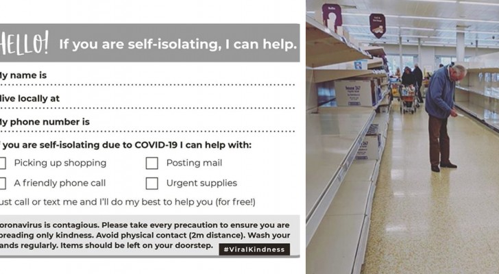 Coronavirus et solidarité : des personnes demandent avec des cartes si leurs voisins plus âgés ont besoin de quelque chose