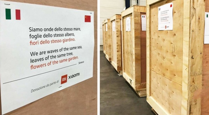 China sends thousands of masks to Italy and leaves a poem on the containers to express closeness to the Italians