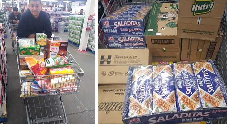 Un empresario compra comida para sus trabajadores en cuarentena y les paga el salario por adelantado